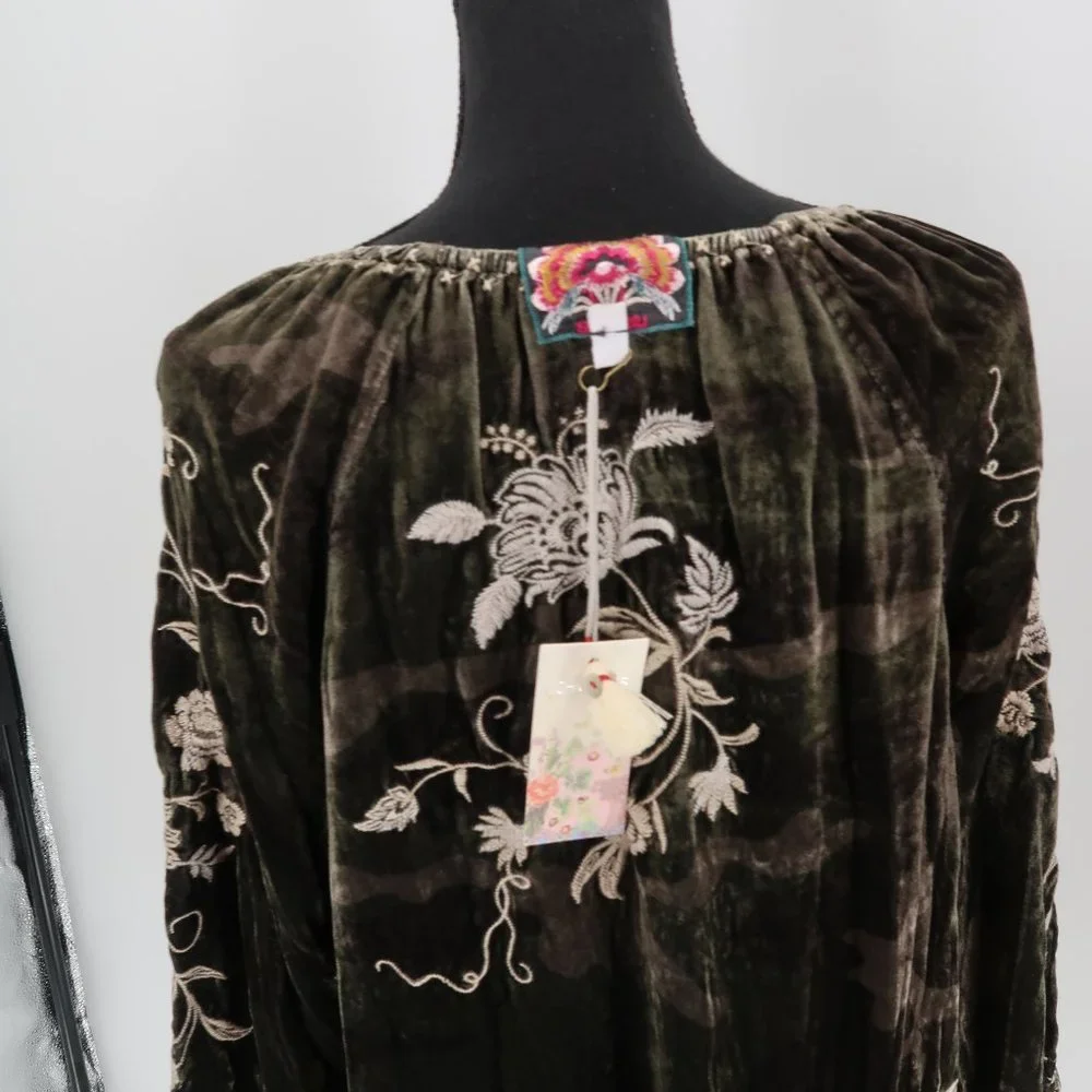 JOHNNY WAS Millie Velvet Peasant Blouse - Picture 5 of 10